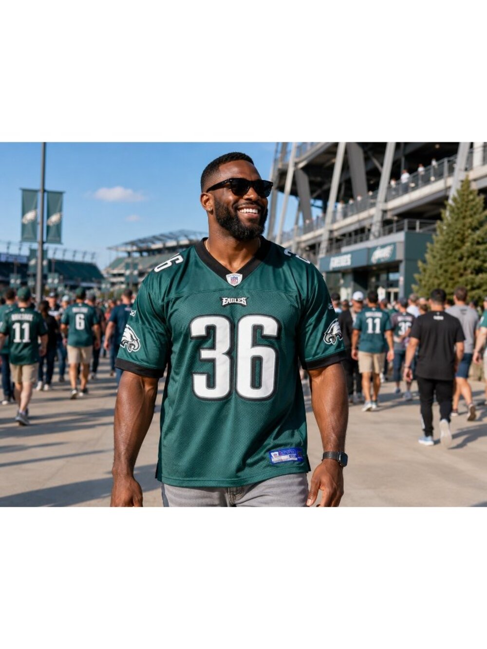 Reebok NFL Philadelphia Eagles Westbrook #36 Jersey Size 60 Oversized Sewn 4XL